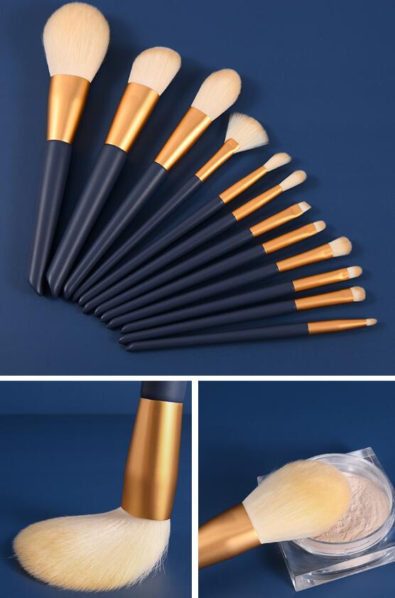 12PCS Natural Hair Makeup Brushes Foundation Powder Eyeshadow Eyebrow Brush Set Cosmetic Tool