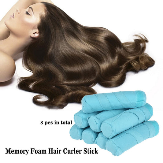 8pcs Hair Rollers Sleep Styler Kit Long Cotton Curlers DIY Styling Tools Blue Color Magic Hair Dressing Charming Hairstyle