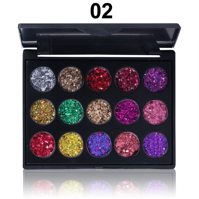 15 Colors Diamond Sequin Eyeshadow Palette Shiny Glitter Powder Highlighter Eyeshadow